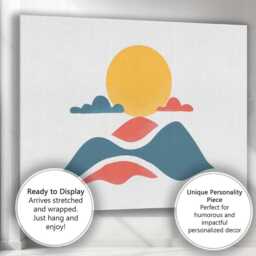 Minimalist Sun Over Rolling Hills Abstract Landscape Canvas Wall Art Print Decor Picture Ready To Hang - thumbnail 3