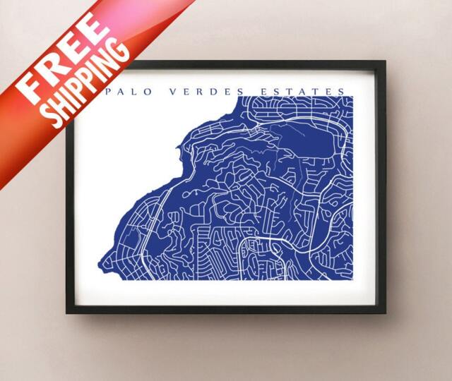 Palos Verdes Estates Map Print - California Art Poster - image 1