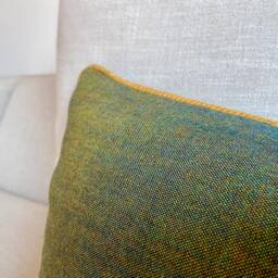 Duchess Green Wool Pillow Cover Modern Minimalist With Gold Trim - 12x20 - thumbnail 3