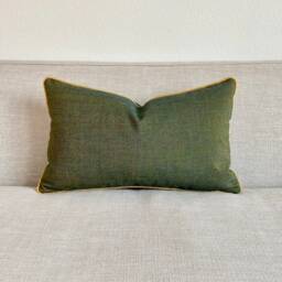 Duchess Green Wool Pillow Cover Modern Minimalist With Gold Trim - 12x20 - thumbnail 2