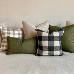 Duchess Green Wool Pillow Cover Modern Minimalist With Gold Trim - 12x20 - thumbnail 4