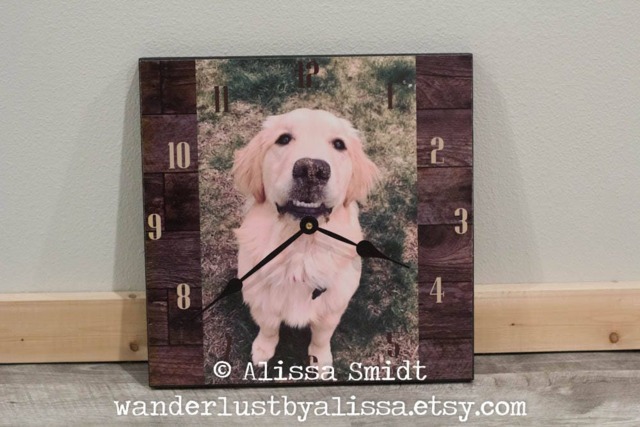Custom Pet Clock Created With Your Photographs - Wall - Pet Clock, Dog Wall Personalized, Christmas Gift, Photo Clock - image 1
