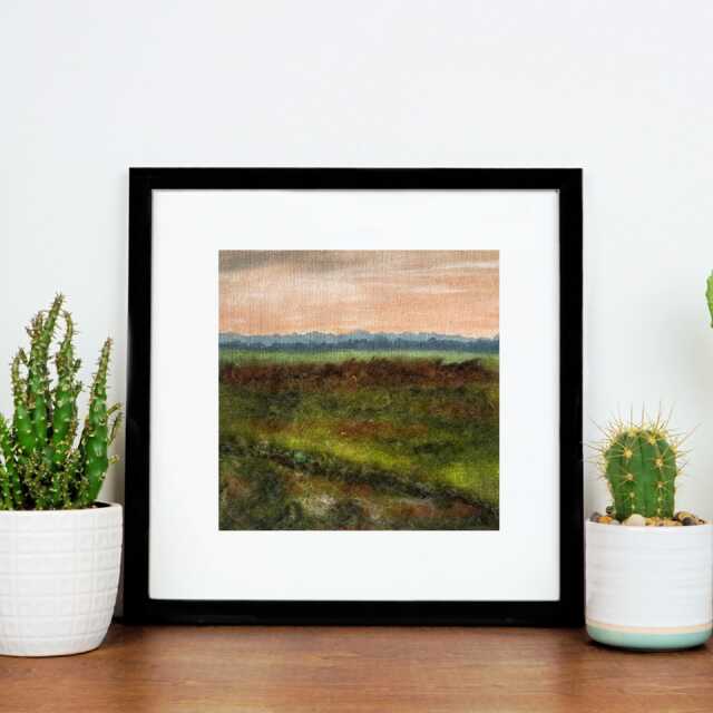 Original Moorland Hills Sunset Textile Art Picture - image 1