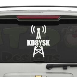 Radio Tower Custom Call Sign Amateur/Ham Removable Vinyl Decal For Car, Laptop, Wall, Tablet, Sticker, Dad Gift - thumbnail 2