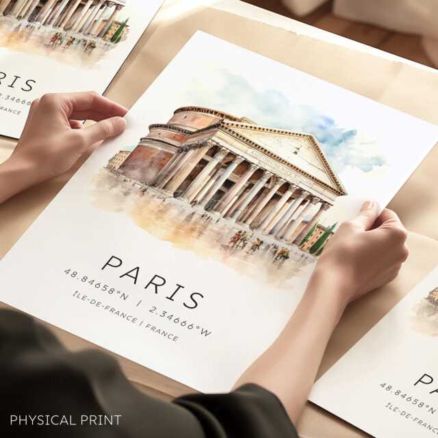 Panth??on Paris Art Card, Travel Poster, Wall Art, Landmarks, Gallery Collection, Print Collection - image 1