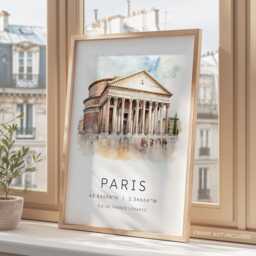 Panth??on Paris Art Card, Travel Poster, Wall Art, Landmarks, Gallery Collection, Print Collection - thumbnail 3