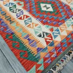 Multicolour Rug, Handmade Artisan Afghan Turkish Scandinavian Navajo Bohemian Flatweave Wool Kilim 155x99 cm - thumbnail 2