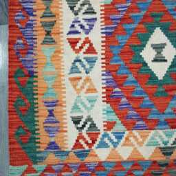 Multicolour Rug, Handmade Artisan Afghan Turkish Scandinavian Navajo Bohemian Flatweave Wool Kilim 155x99 cm - thumbnail 4