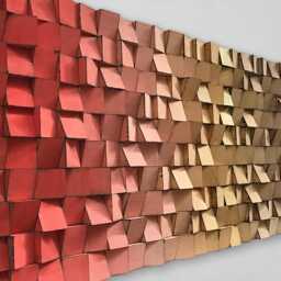 Wood Wall Art - Handmade Sound Diffuser Red Gold Brown Decor - thumbnail 3