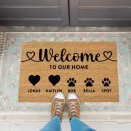 Welcome To Our Home Doormat - Heart & Paws Custom Mat Entryway Housewarming Gift - thumbnail 2