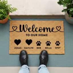 Welcome To Our Home Doormat - Heart & Paws Custom Mat Entryway Housewarming Gift - thumbnail 3