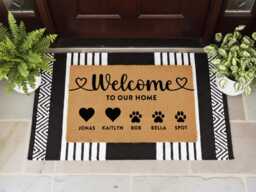 Welcome To Our Home Doormat - Heart & Paws Custom Mat Entryway Housewarming Gift - thumbnail 1