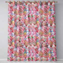 Cute Kawaii Christmas Gingerbread Candy Characters Festive Seamless Pattern Readymade Eyelet Ring Top Thermal 100% Blackout Curtains - thumbnail 2