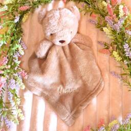 Personalised Teddy Bear Comforter For Newborn Baby - Custom Embroidered Name Comfort Blanket Boys & Girls - thumbnail 1