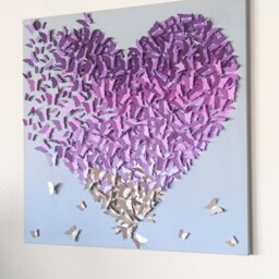 Butterfly Heart Canvas Art Lavender & Gold Ombre, Nursery Decor - thumbnail 3