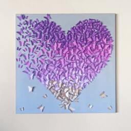 Butterfly Heart Canvas Art Lavender & Gold Ombre, Nursery Decor - thumbnail 2