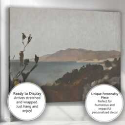 Moody Lakeside Mountain Vista Textured Landscape Canvas Wall Art Print Decor Picture Ready To Hang - thumbnail 3