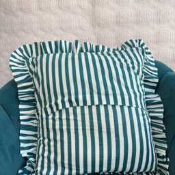 Quilted Cushion Pure Soft Cotton Cover - Wisconsin Floral Home Decor Interiors Bed Bedroom Living White Blue Aqua - thumbnail 2