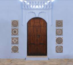 8 Hand-Painted Ceramic Tiles Ethnic Mandala Wall Art, Matt Brown - 30cm/11.8 - thumbnail 1
