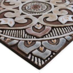 8 Hand-Painted Ceramic Tiles Ethnic Mandala Wall Art, Matt Brown - 30cm/11.8 - thumbnail 2
