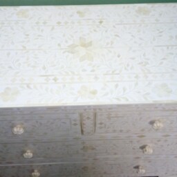 Designer Bone Inlay White Floral Pattern Chest Of 4 Drawers - thumbnail 4
