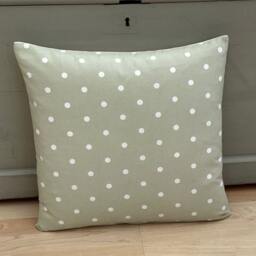 Sage Green Polka Dot Pillow Cover Country Linen Cushion Sham - thumbnail 2