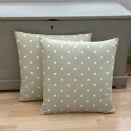 Sage Green Polka Dot Pillow Cover Country Linen Cushion Sham - thumbnail 3