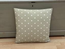 Sage Green Polka Dot Pillow Cover Country Linen Cushion Sham - thumbnail 1