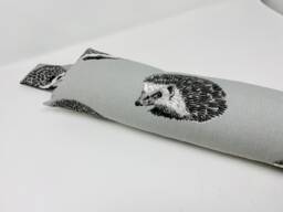 Grey Hedgehog Draft Excluder, Mustard Print Draught Gift For Her, Home Decor, Animal Christmas Gift - thumbnail 1