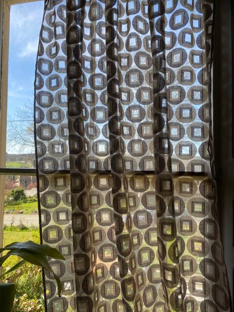 "Ornamental Madras Lace Curtain Panel Retro Ecru Cotton, 66"" X 37" - image 1