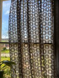 "Ornamental Madras Lace Curtain Panel Retro Ecru Cotton, 66"" X 37" - thumbnail 1
