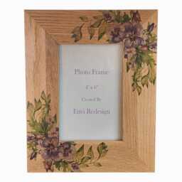 Purple Pansy, Oak Photo Frame, Floral Wooden Picture 4x6 - thumbnail 3