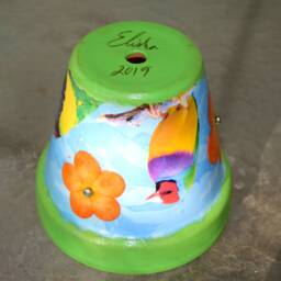 Up-Cycled Exotic Tropical Bird Decorative Decoupage Flower Pot & Saucer - thumbnail 4
