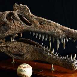 Spinosaurus Skull Replica Museum-Quality Fossil, Hand Painted By A Paleo-Artist, Christmas Gift - thumbnail 3