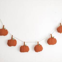 Linen Garland With Pumpkins Autumn Wall Decoration Fall Bunting For Halloween - thumbnail 2