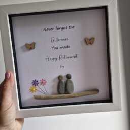 Retirement Personalised Frame, Good Luck Present, Pebble Art Picture Framed Wall Art, Home Decor Gift. Handmade Boxed Family, Friends - thumbnail 3