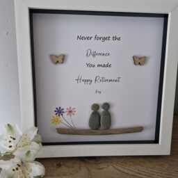 Retirement Personalised Frame, Good Luck Present, Pebble Art Picture Framed Wall Art, Home Decor Gift. Handmade Boxed Family, Friends - thumbnail 2