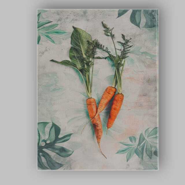 Rustic Carrot Bunch Botanical Kitchen Wall Art Canvas Print Decor Picture Ready To Hang - image 1