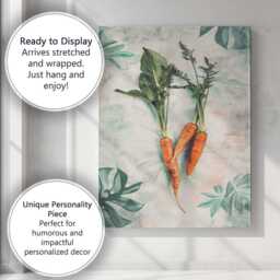 Rustic Carrot Bunch Botanical Kitchen Wall Art Canvas Print Decor Picture Ready To Hang - thumbnail 3