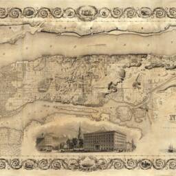 New York City Map, Manhattan Old Map With Illustrations, History Of Nyc, Showing Amsterdam At 1659, Antique Wall Decor - thumbnail 2