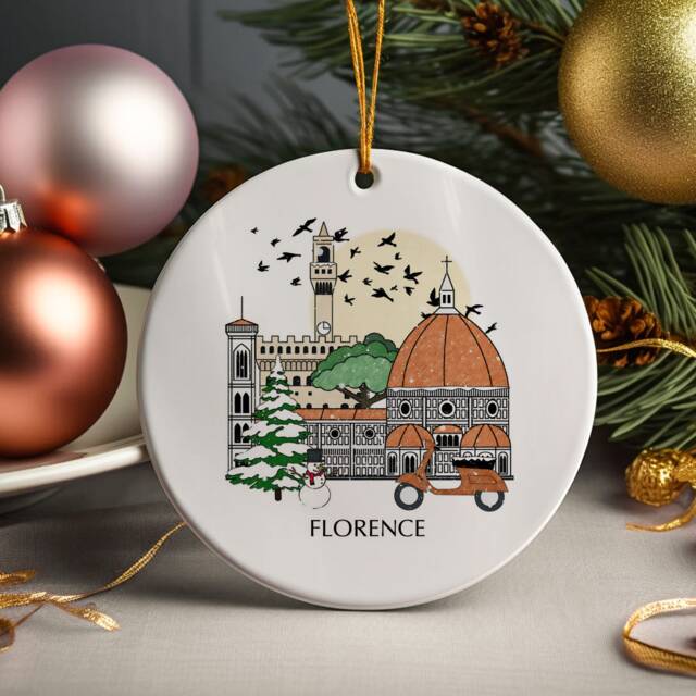 Florence Italy Christmas Tree Ceramic Ornament Tuscany Personalised Decoration Gift Bauble Home Decor Holiday Custom - image 1