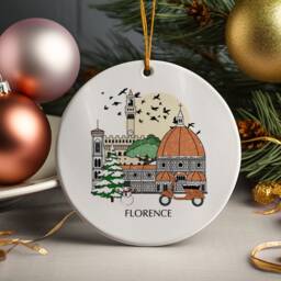 Florence Italy Christmas Tree Ceramic Ornament Tuscany Personalised Decoration Gift Bauble Home Decor Holiday Custom - thumbnail 1