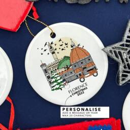 Florence Italy Christmas Tree Ceramic Ornament Tuscany Personalised Decoration Gift Bauble Home Decor Holiday Custom - thumbnail 2