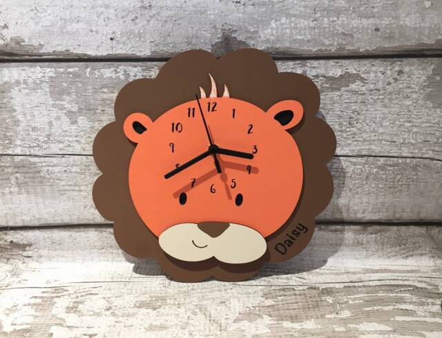 Personalised Wooden Lion Clock - image 1