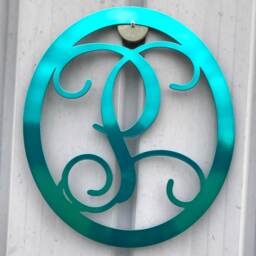 Oval Metal Monogram Letter, Door Hanger, Wall Art - thumbnail 3
