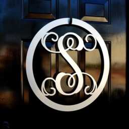 Oval Metal Monogram Letter, Door Hanger, Wall Art - thumbnail 1