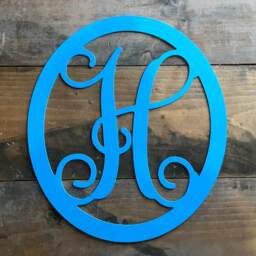Oval Metal Monogram Letter, Door Hanger, Wall Art - thumbnail 2