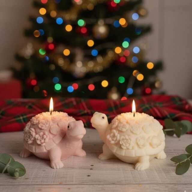 Turtle Blossom Candle - Handmade Soy Wax Floral Decorative Home Decor Mother's Day Gift Valentines - image 1
