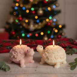 Turtle Blossom Candle - Handmade Soy Wax Floral Decorative Home Decor Mother's Day Gift Valentines - thumbnail 1