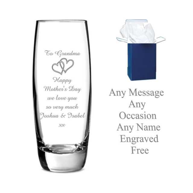 Personalised Engraved Vase Birthday Gifts, Mothers Day Gift, Gifts For Mom, Mum, Nan, Grandma - image 1